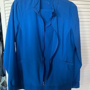 Cherokee FLEX Royal Blue scrub set - M top, M jacket, M Tall Pants